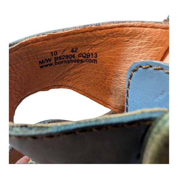 Born | Salina Sandals | Women's 10 | Blue Leather Slip-On Block Heel Adjustable - Picture 8 of 9